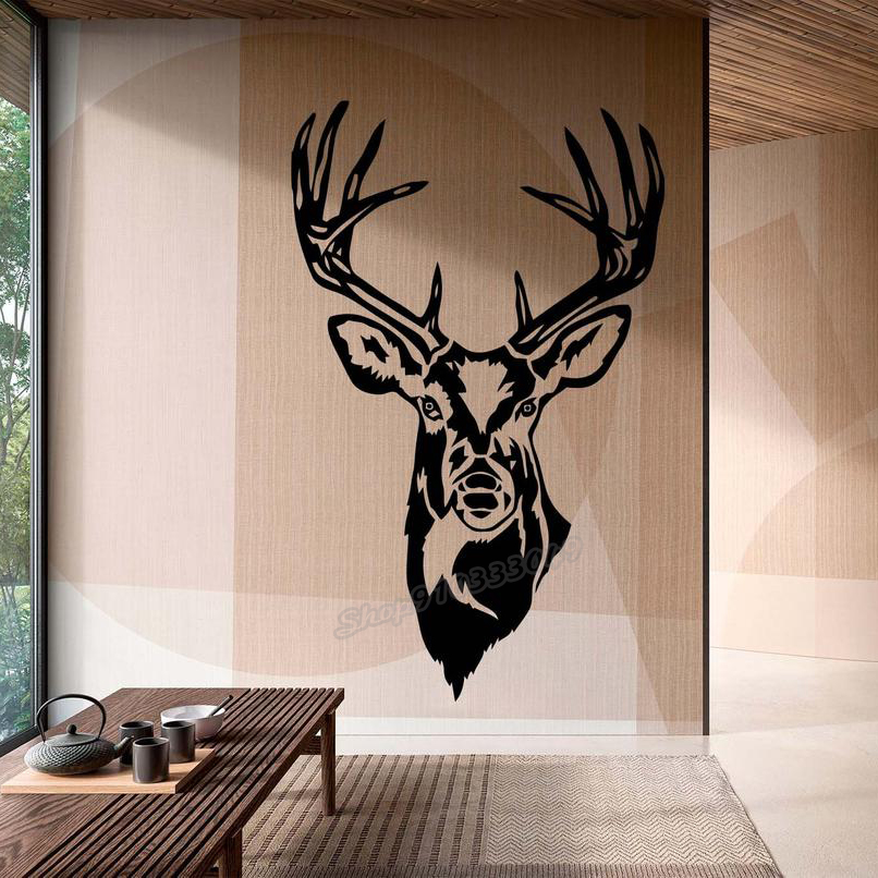 Home Decor Vinyl Flooring - Deer Wall decal Horns Forest Wild