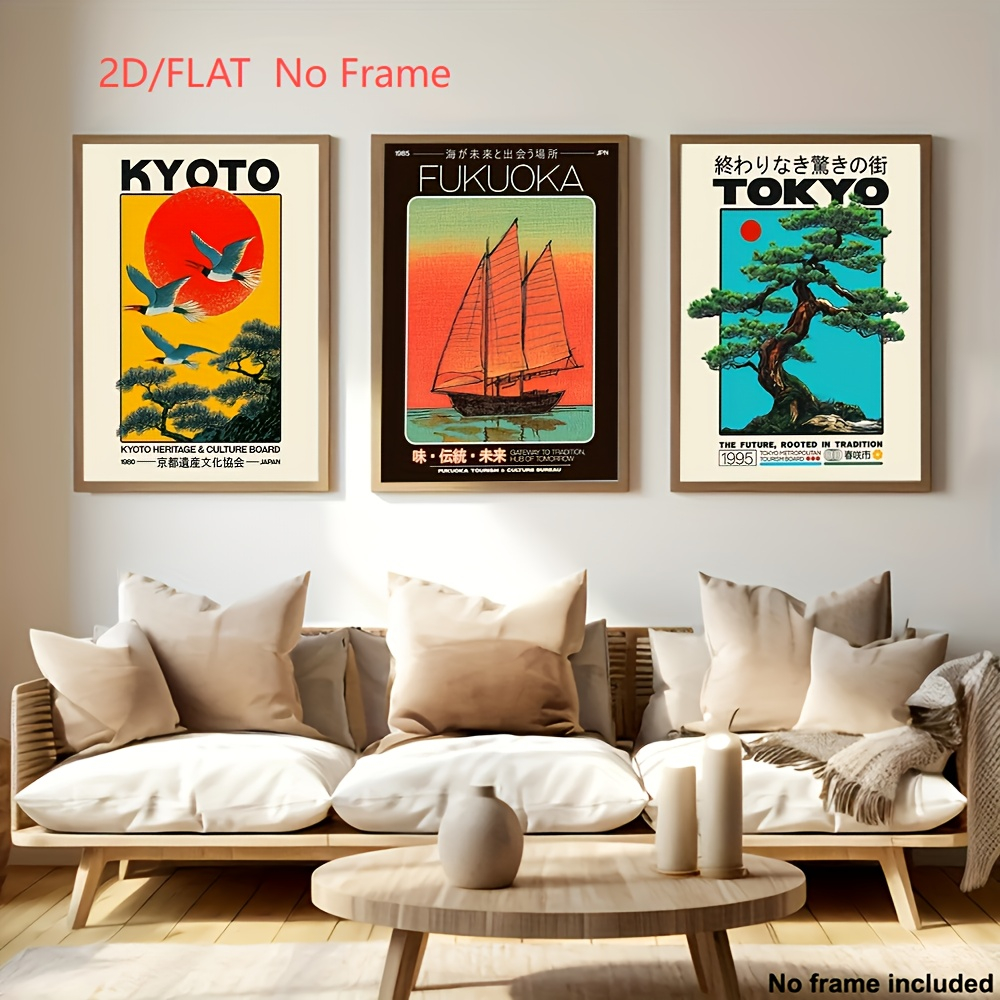 Home Decor Japandi Style - 3pcs/set Japanese TOKYO Travel Canvas Prints