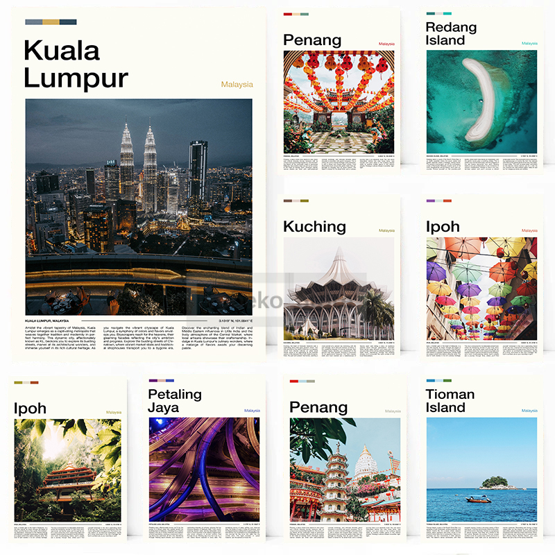 Home Decor Kuching - Asia Malaysia Travel Posters Kuala Lumpur
