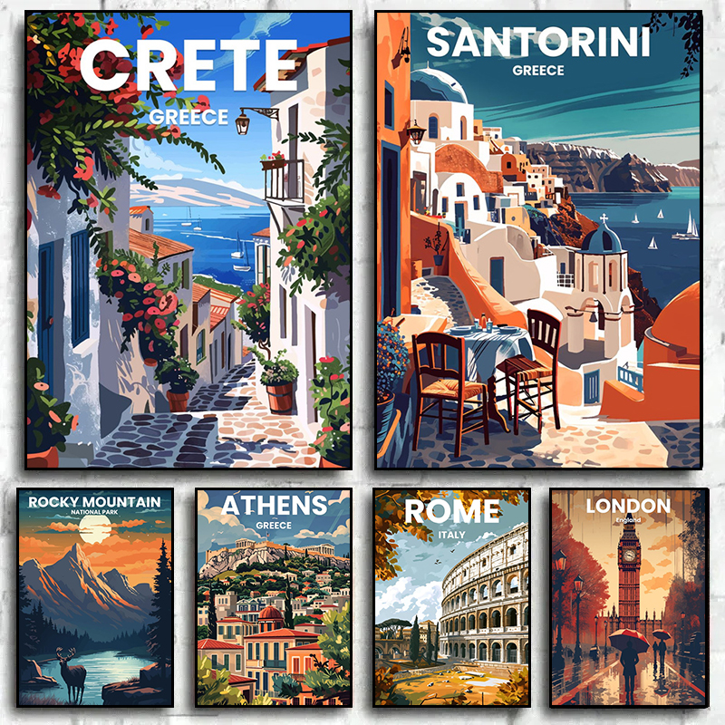 Home Decor Vietnam - Modern Travel Cities Santorini Rome Crete