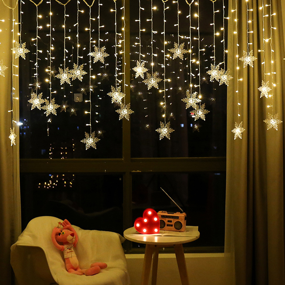 String Curtain Light - 4M Christmas Light Led Snowflake Curtain