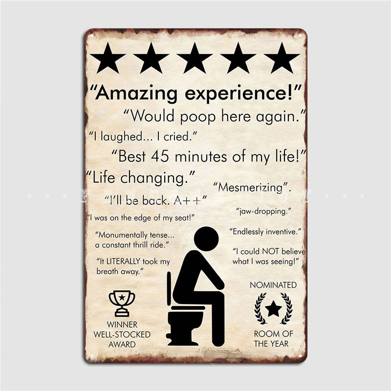 Review Home Decor - Vintage Funny 5 Star Bathroom Review