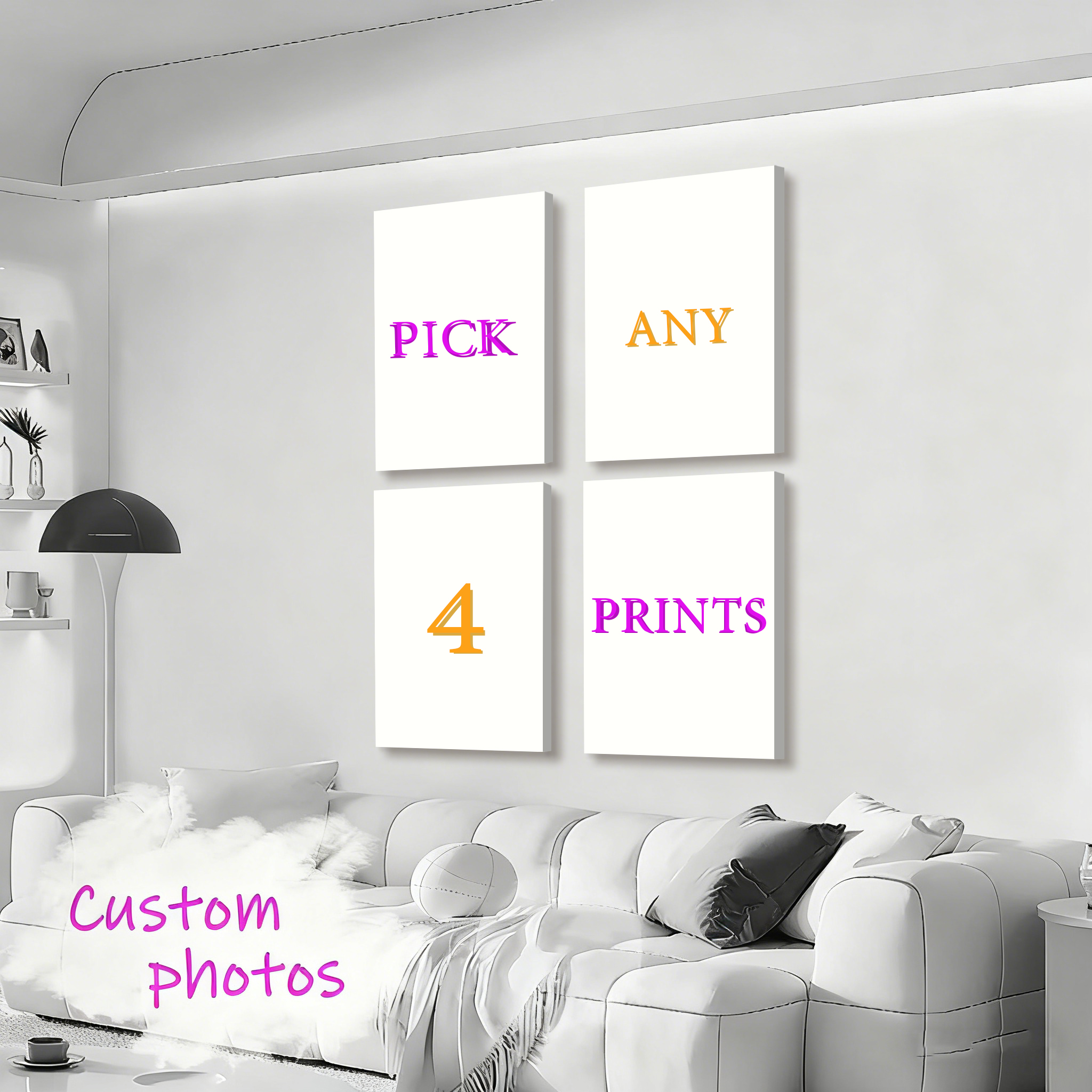 Home Decor Painting - 4pcs/set Custom Canvas Printing Personalized Photo