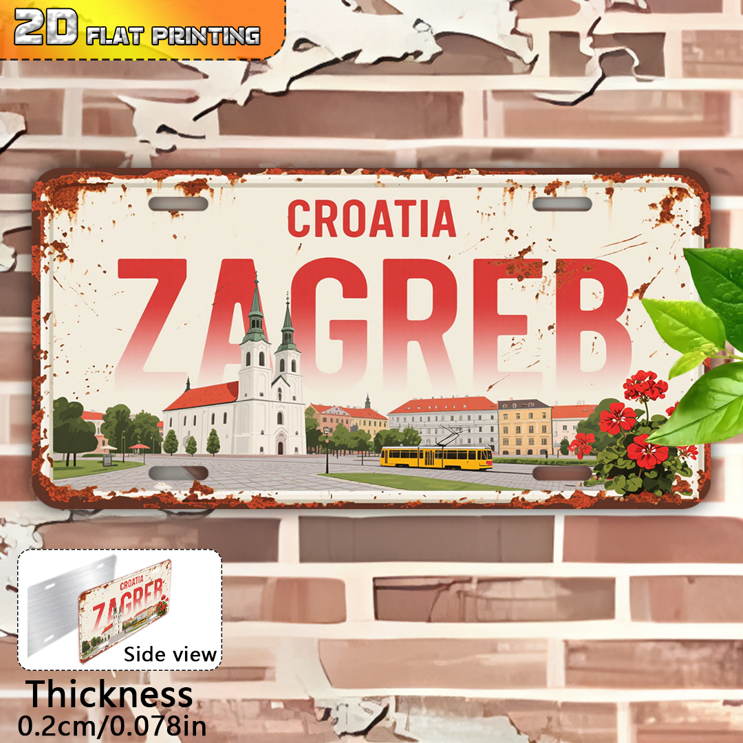 Home Decor Zagreb - High Definition Metal Tin Sign Croatia