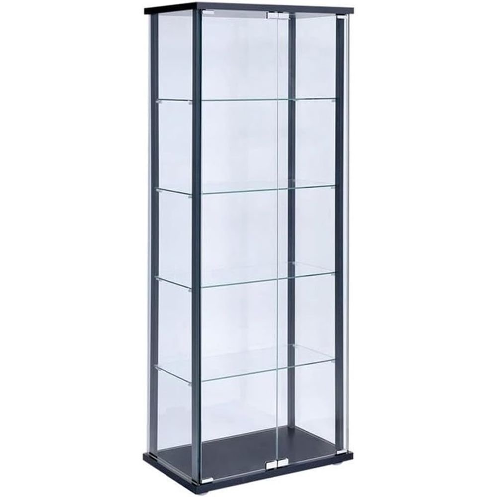 H&M Home Decor - Modern Black Glass Curio Cabinet with