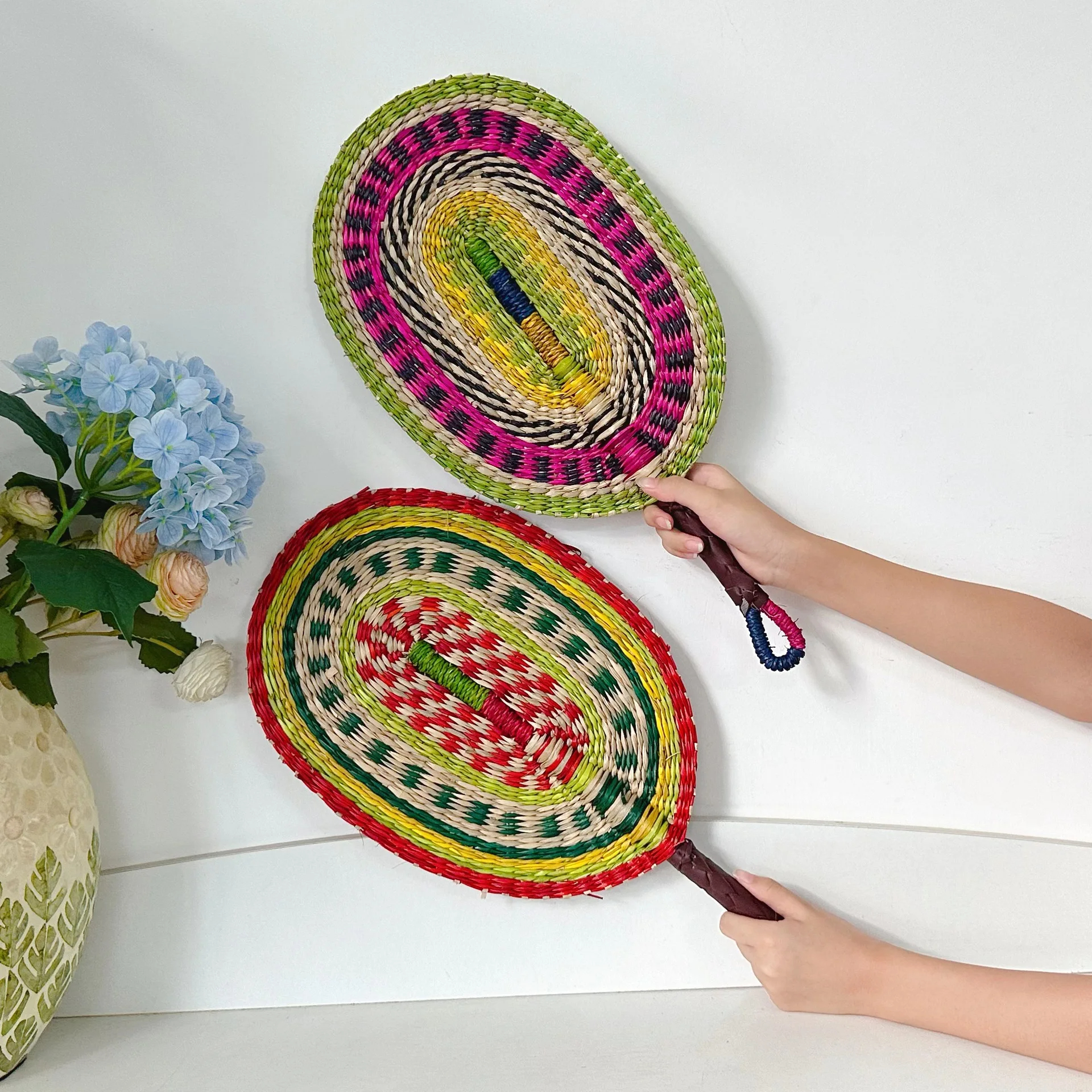 Home Decor Bali - Handwoven Fan Woven Straw Fan Summer