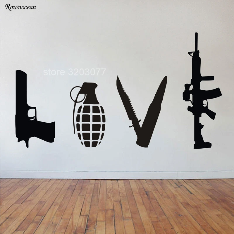Home Decor Vinyl Flooring - Banksy Wall Art Sticker Love Weapons