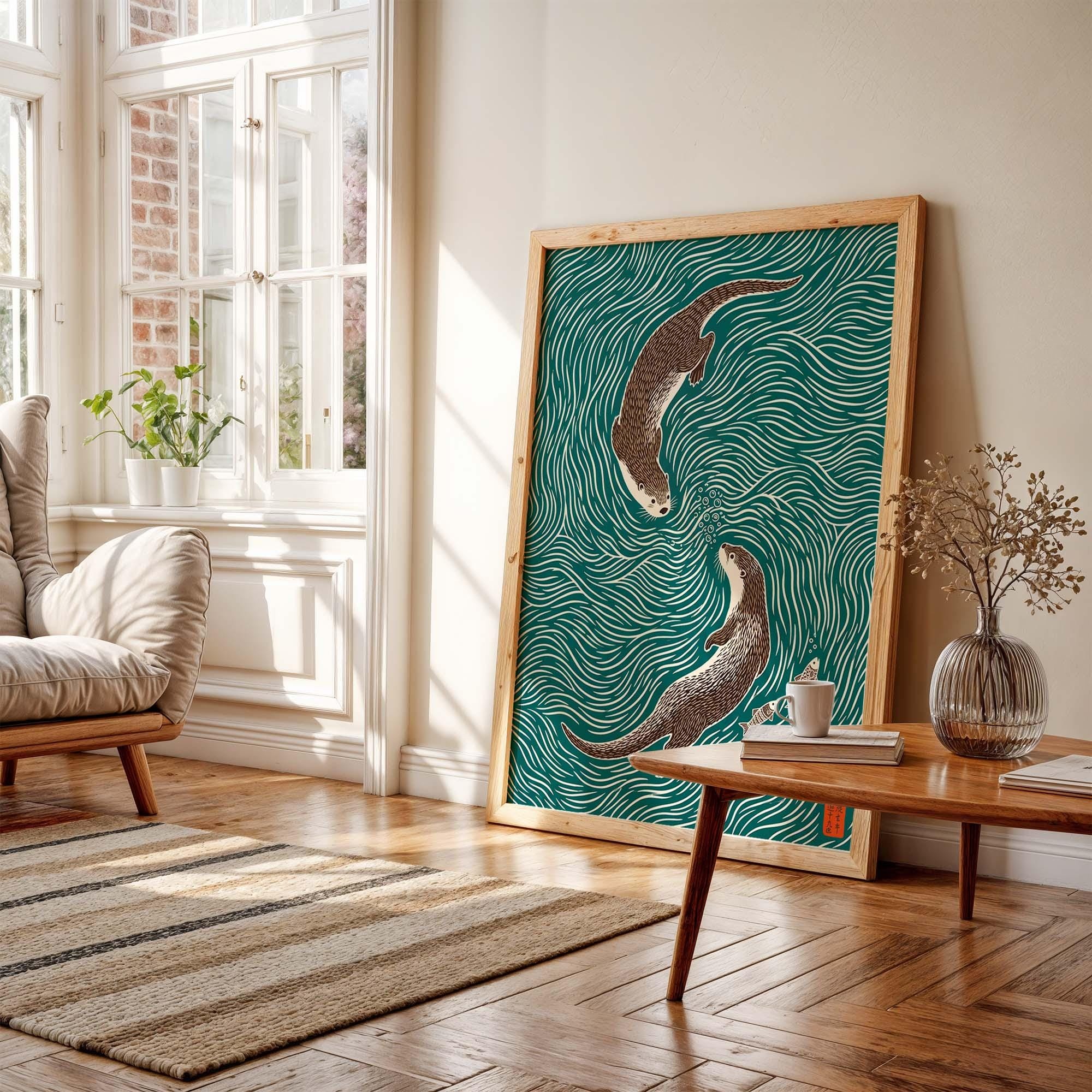 Japanese Otter Canvas Prints P - Home Decor Japandi Style ulasan dan harga