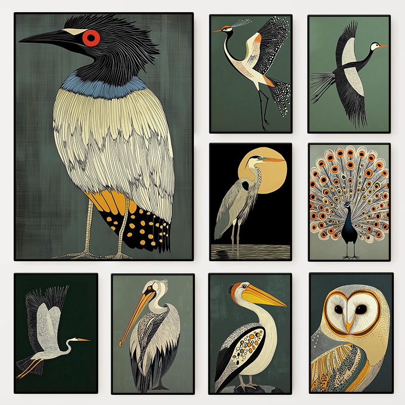 Vintage Japandi Nature Bird Po - Home Decor Japandi Style ulasan dan harga