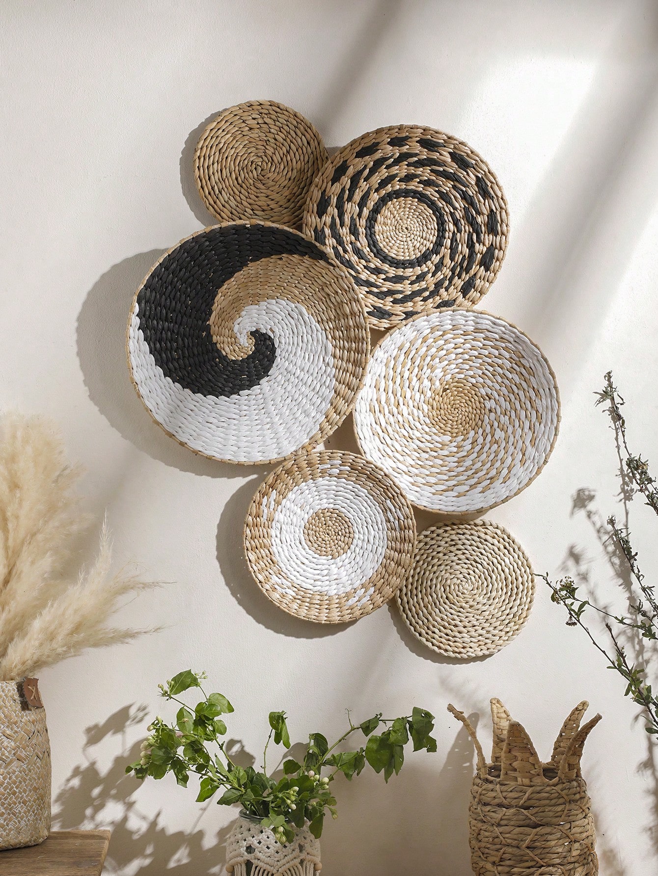 1/6 Pcs Boho Hand Woven Wall B - Woven Wall Basket ulasan dan harga