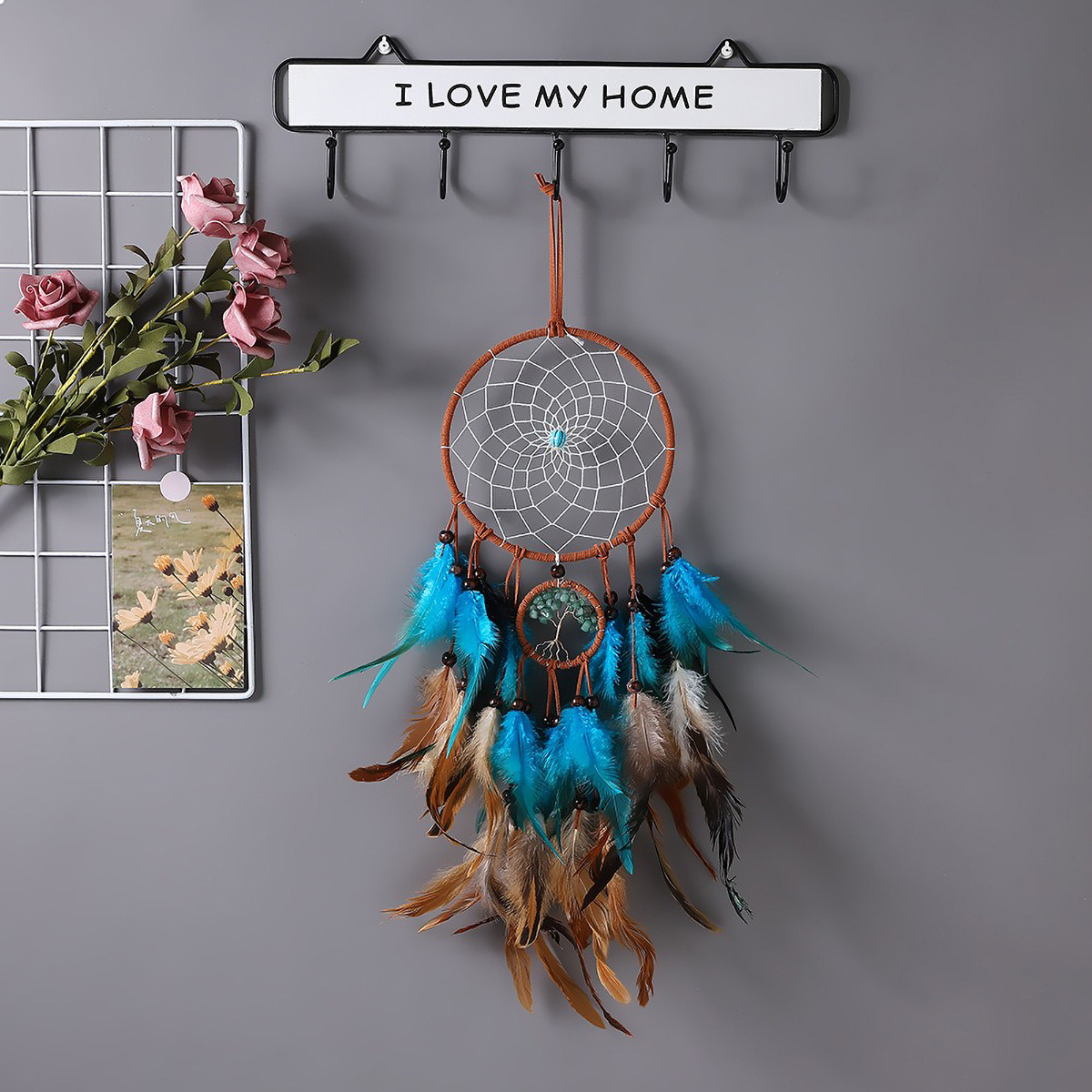 Handmade Feather Dream Catcher - Boho Wind Chimes ulasan dan harga