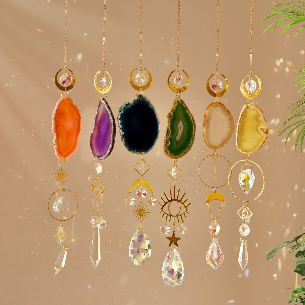 Agate Suncatcher Crystal Sun C - Boho Wind Chimes ulasan dan harga