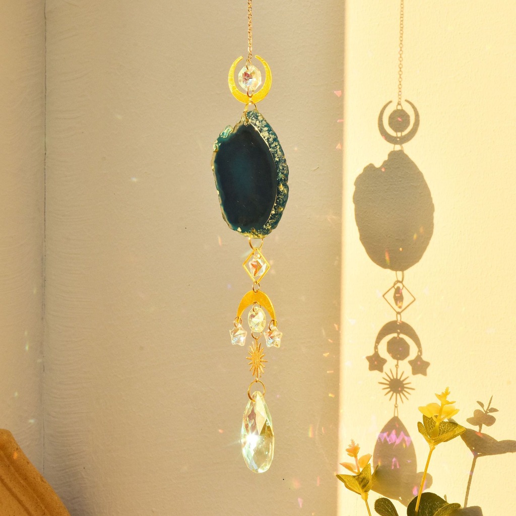 Agate Suncatcher Crystal Sun C - Boho Wind Chimes ulasan dan harga