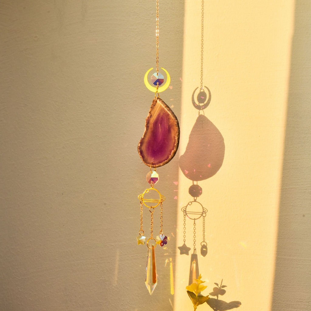 Agate Suncatcher Crystal Sun C - Boho Wind Chimes ulasan dan harga