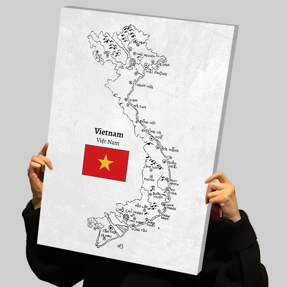 Handdrawn Vietnam Map Prints P - Home Decor Vietnam ulasan dan harga