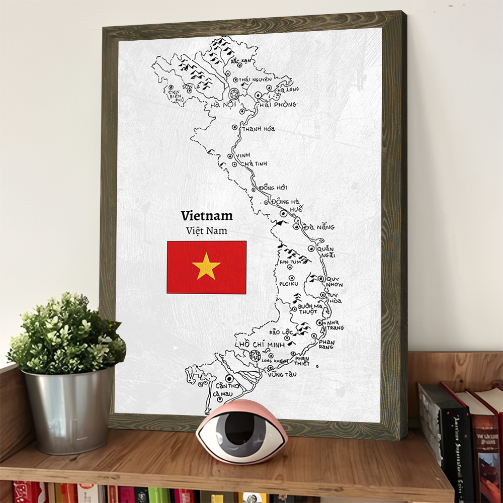 Handdrawn Vietnam Map Prints P - Home Decor Vietnam ulasan dan harga