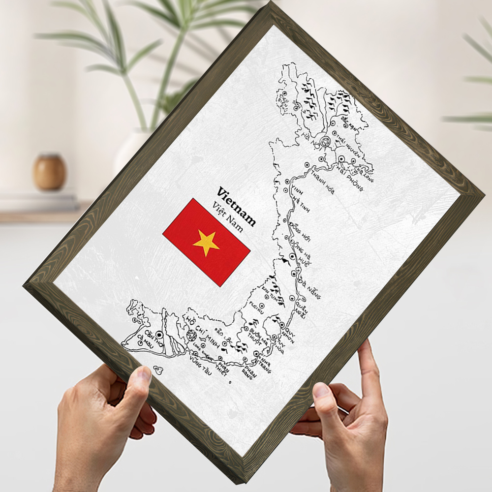 Handdrawn Vietnam Map Prints P - Home Decor Vietnam ulasan dan harga