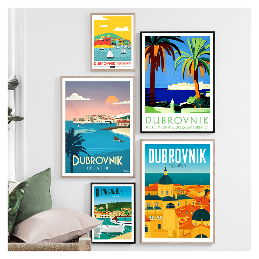 Travel Poster Canvas Painting  - Home Decor Zagreb ulasan dan harga
