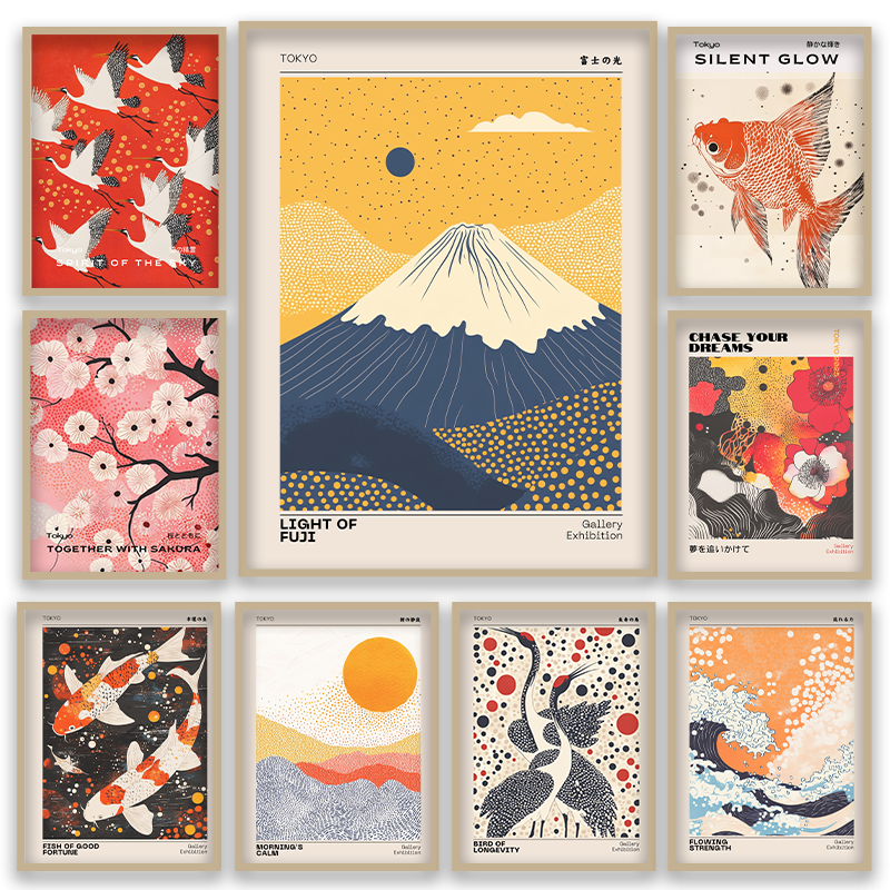 Japanese Ukiyo-e Style Fuji Mo - Home Decor Japandi Style ulasan dan harga
