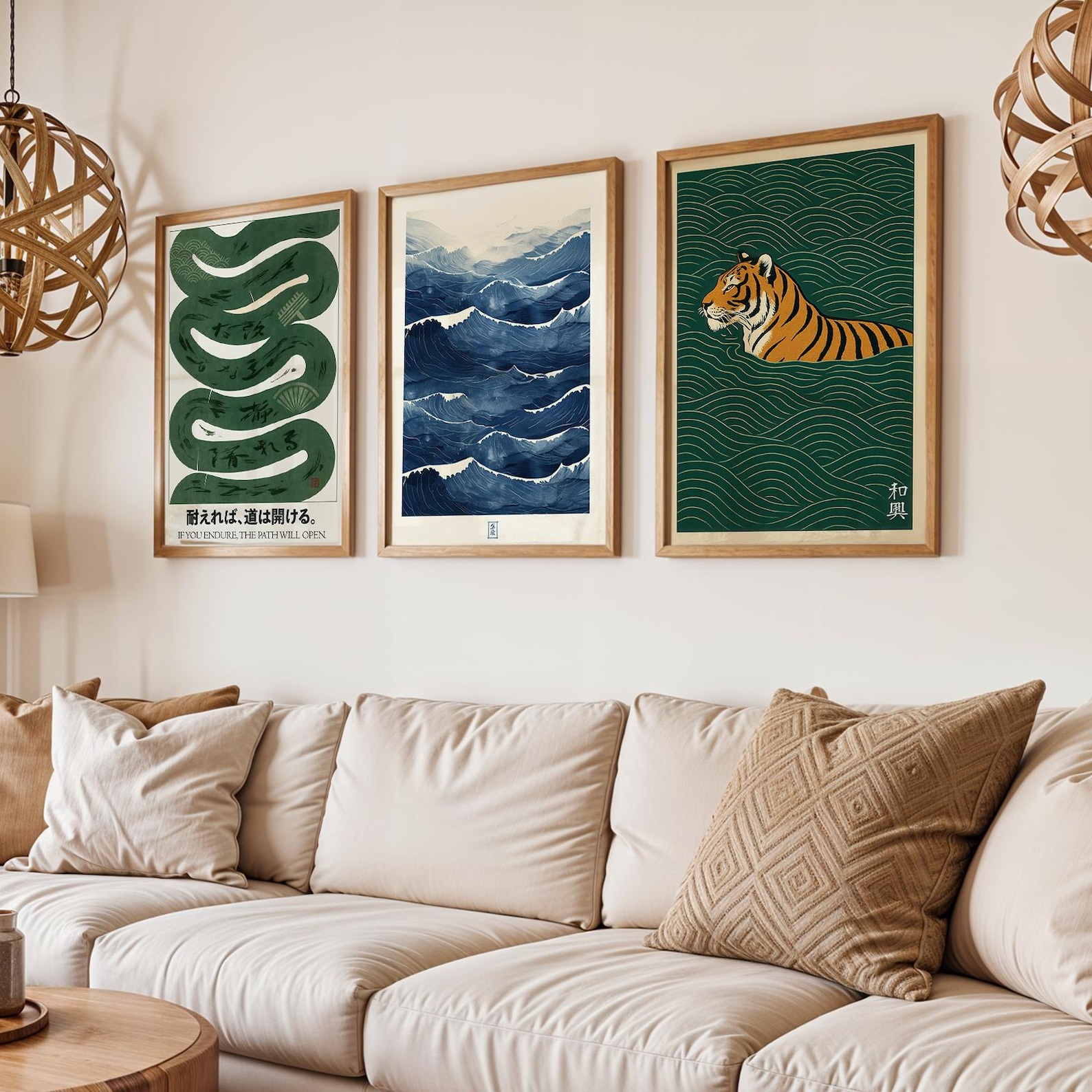 3pcs/set Japanese Canvas Wall  - Home Decor Japandi Style ulasan dan harga