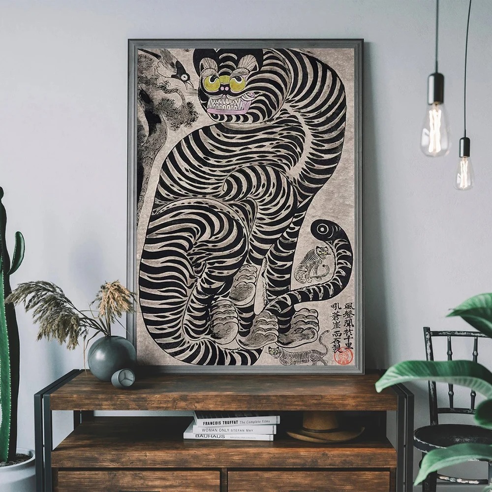 Japanese Vintage Tiger Cat Mus - Home Decor Japandi Style ulasan dan harga