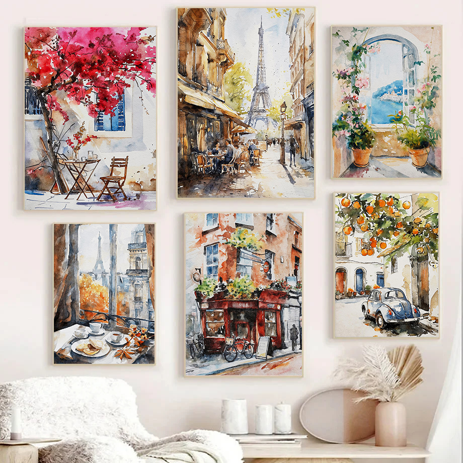 Paris Rome Santorini Coastal C - Home Decor Vietnam ulasan dan harga