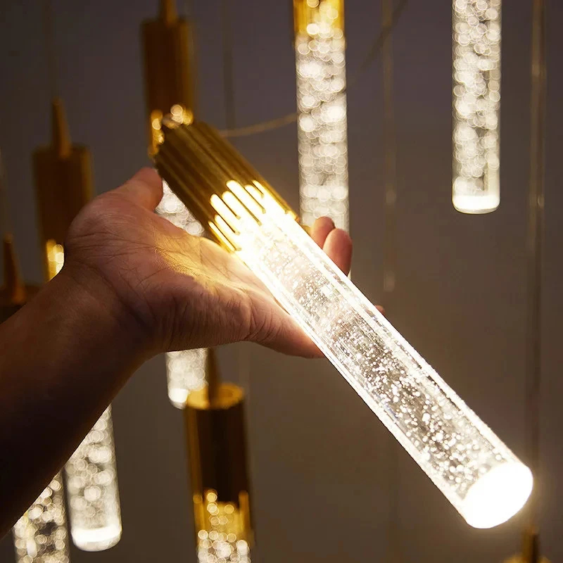 Modern Long Crystal LED Ceilin - Hanging Moon Lamp ulasan dan harga