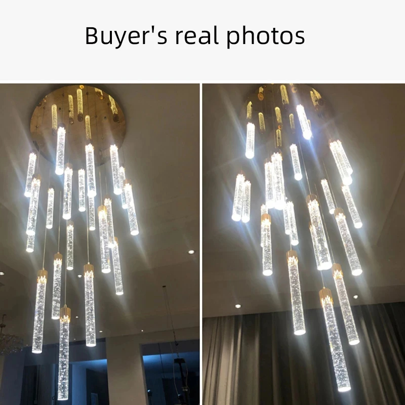 Modern Long Crystal LED Ceilin - Hanging Moon Lamp ulasan dan harga