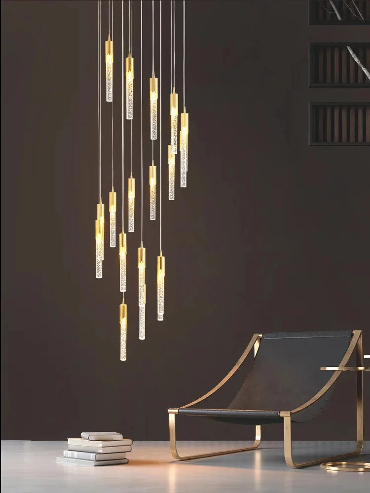 Modern Long Crystal LED Ceilin - Hanging Moon Lamp ulasan dan harga
