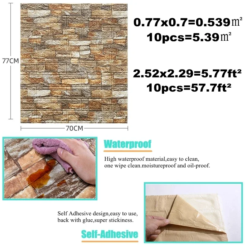 10 Pcs 3D Peel and Stick   Wal - Home Decor Vinyl Flooring ulasan dan harga