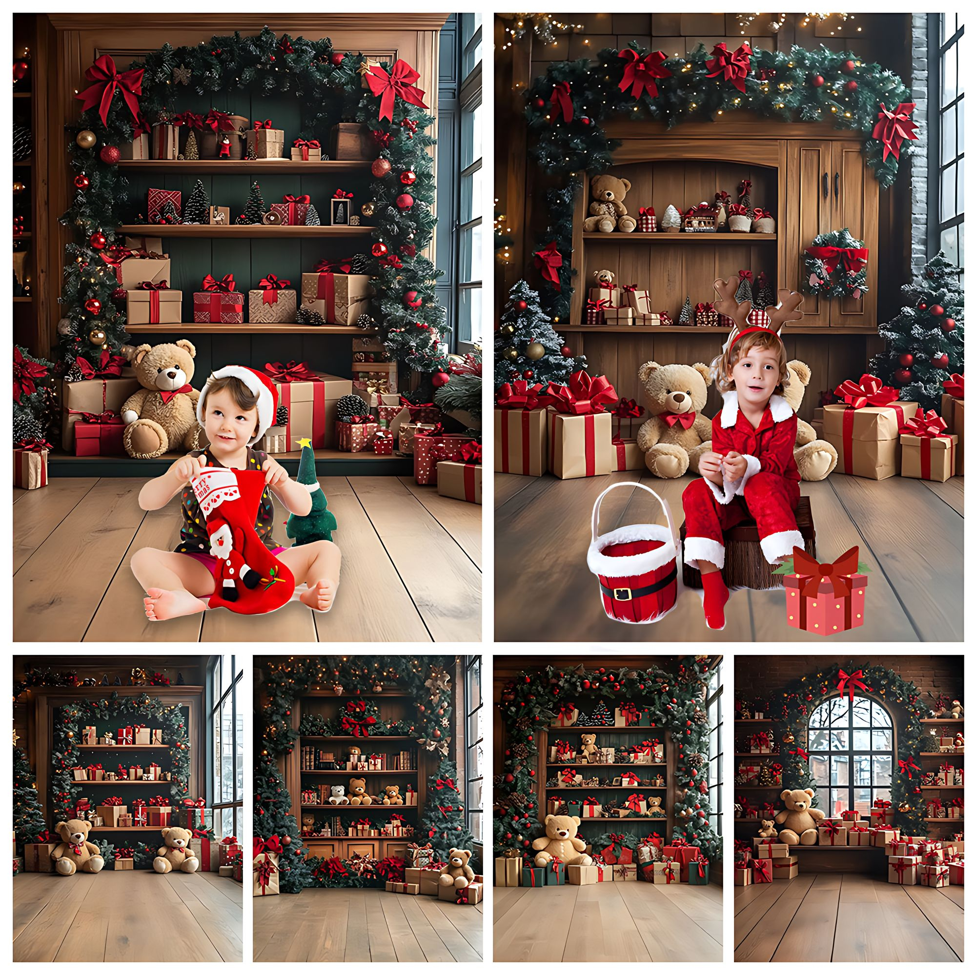 Christmas Doll Bear Photograph - Home Decor Vinyl Flooring ulasan dan harga