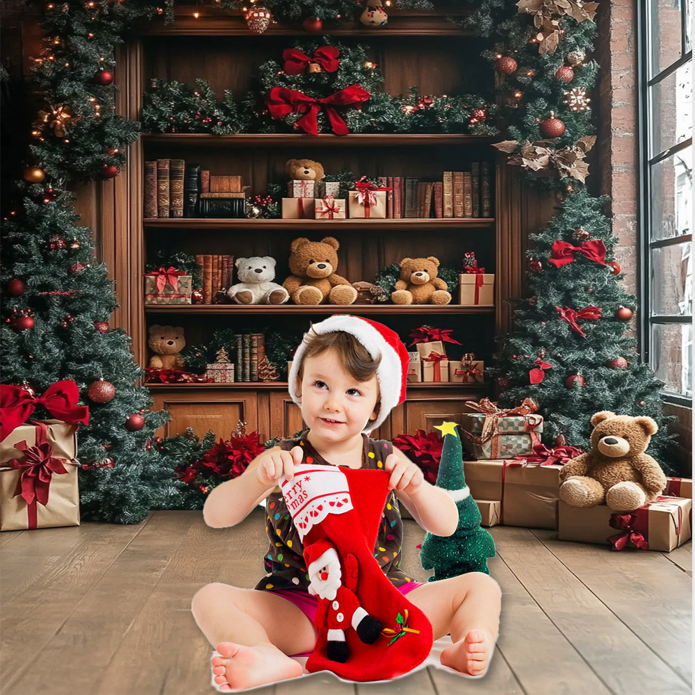 Christmas Doll Bear Photograph - Home Decor Vinyl Flooring ulasan dan harga