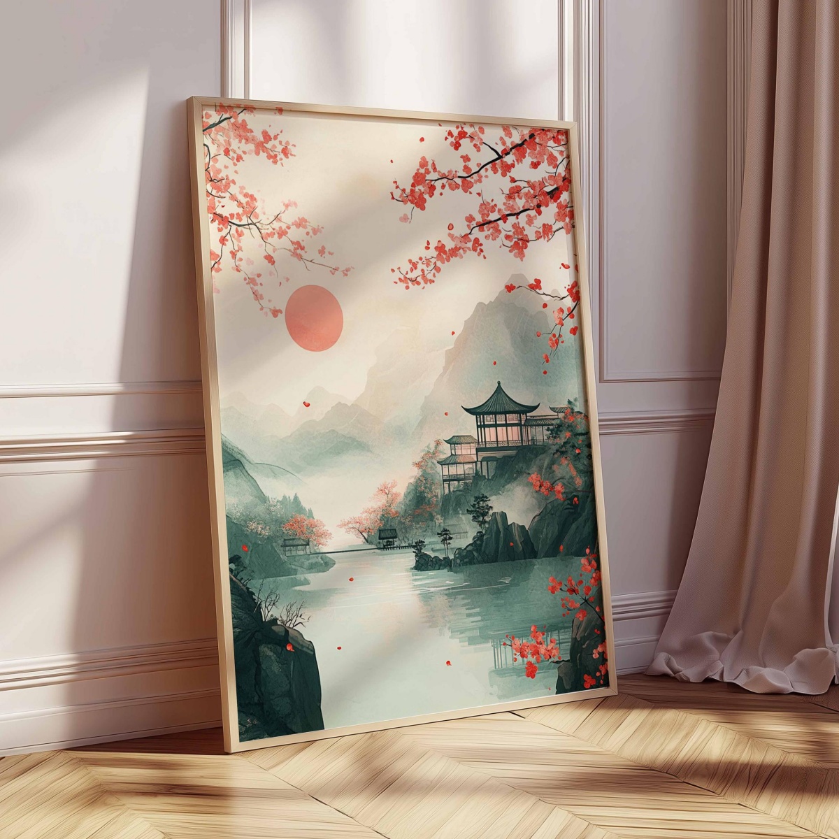 Japanese Cherry Blossom Temple - Home Decor Japandi Style ulasan dan harga