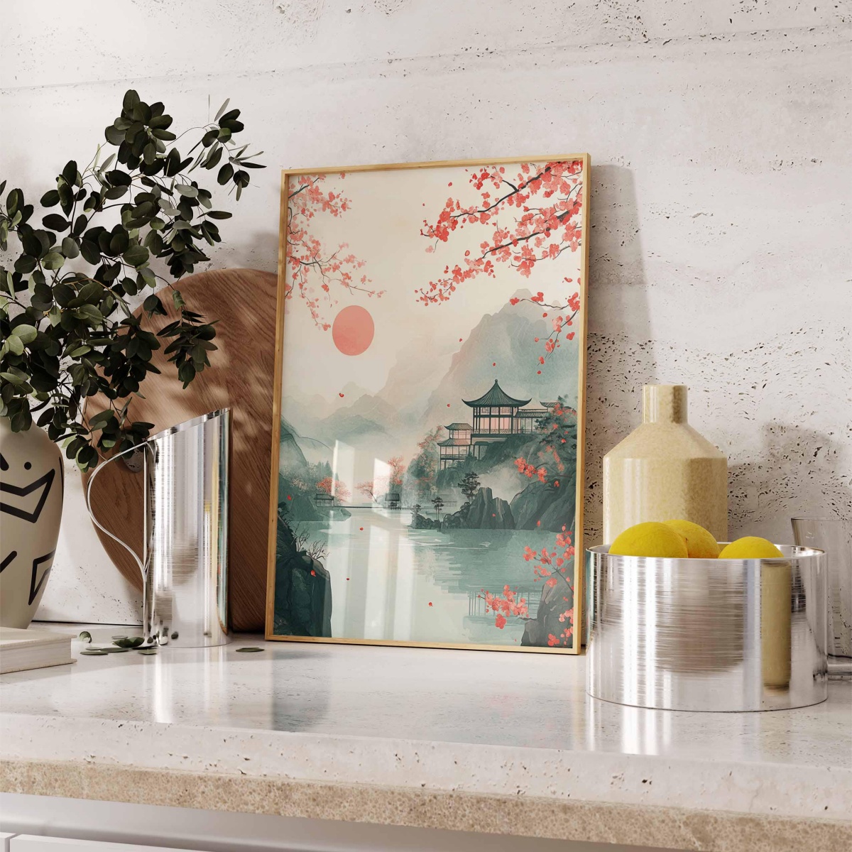 Japanese Cherry Blossom Temple - Home Decor Japandi Style ulasan dan harga