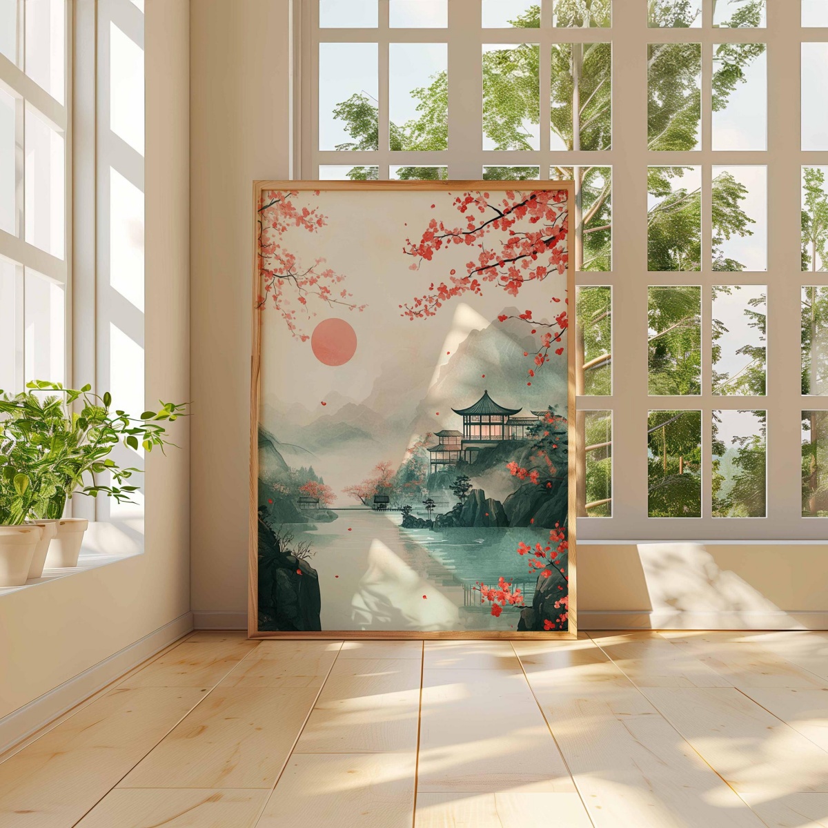 Japanese Cherry Blossom Temple - Home Decor Japandi Style ulasan dan harga
