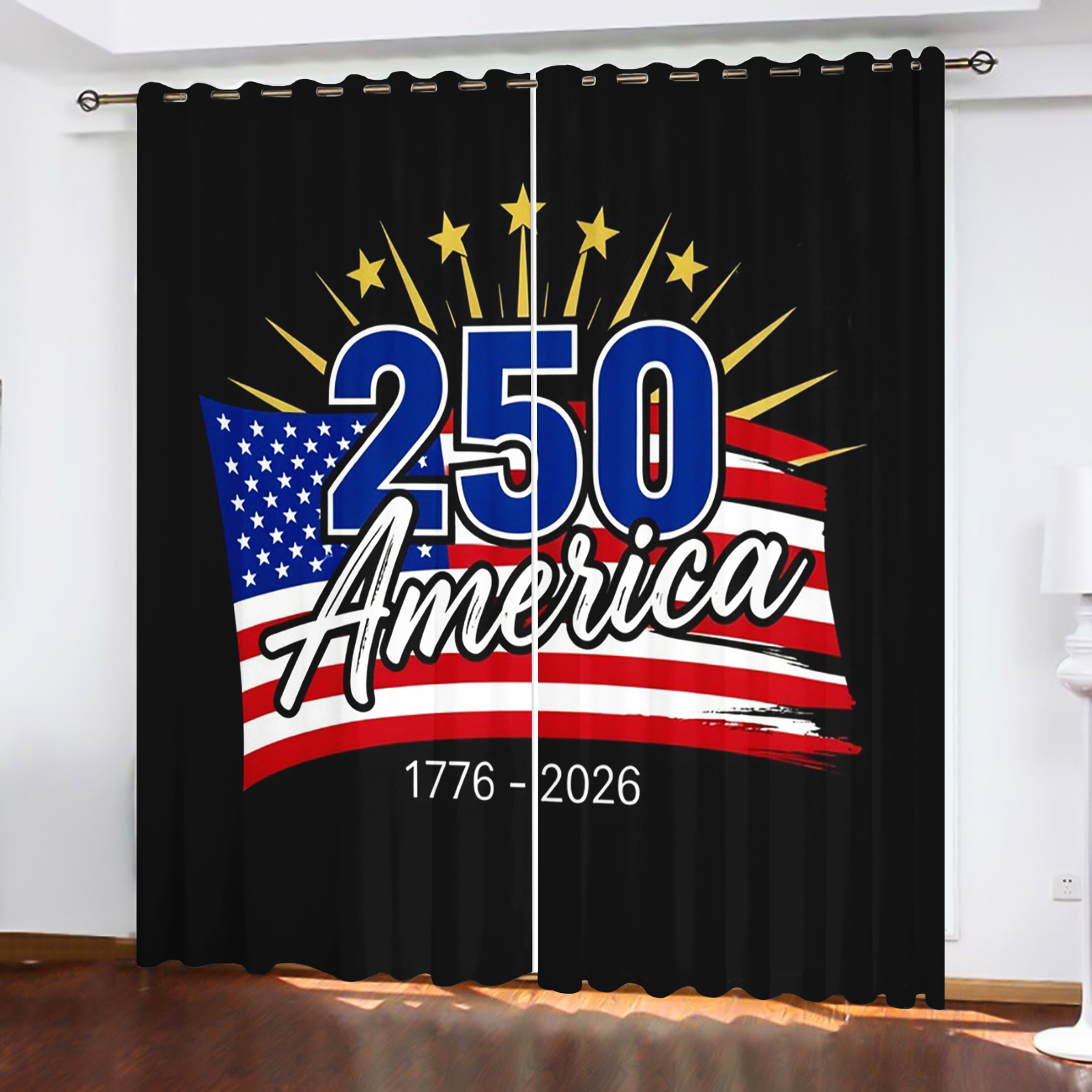 America 250th Anniversary Curt - Home Decor Curtain ulasan dan harga
