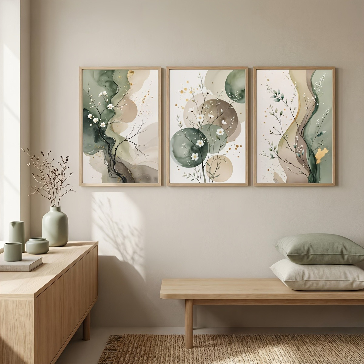 Japandi Watercolor Botanical C - Home Decor Japandi Style ulasan dan harga