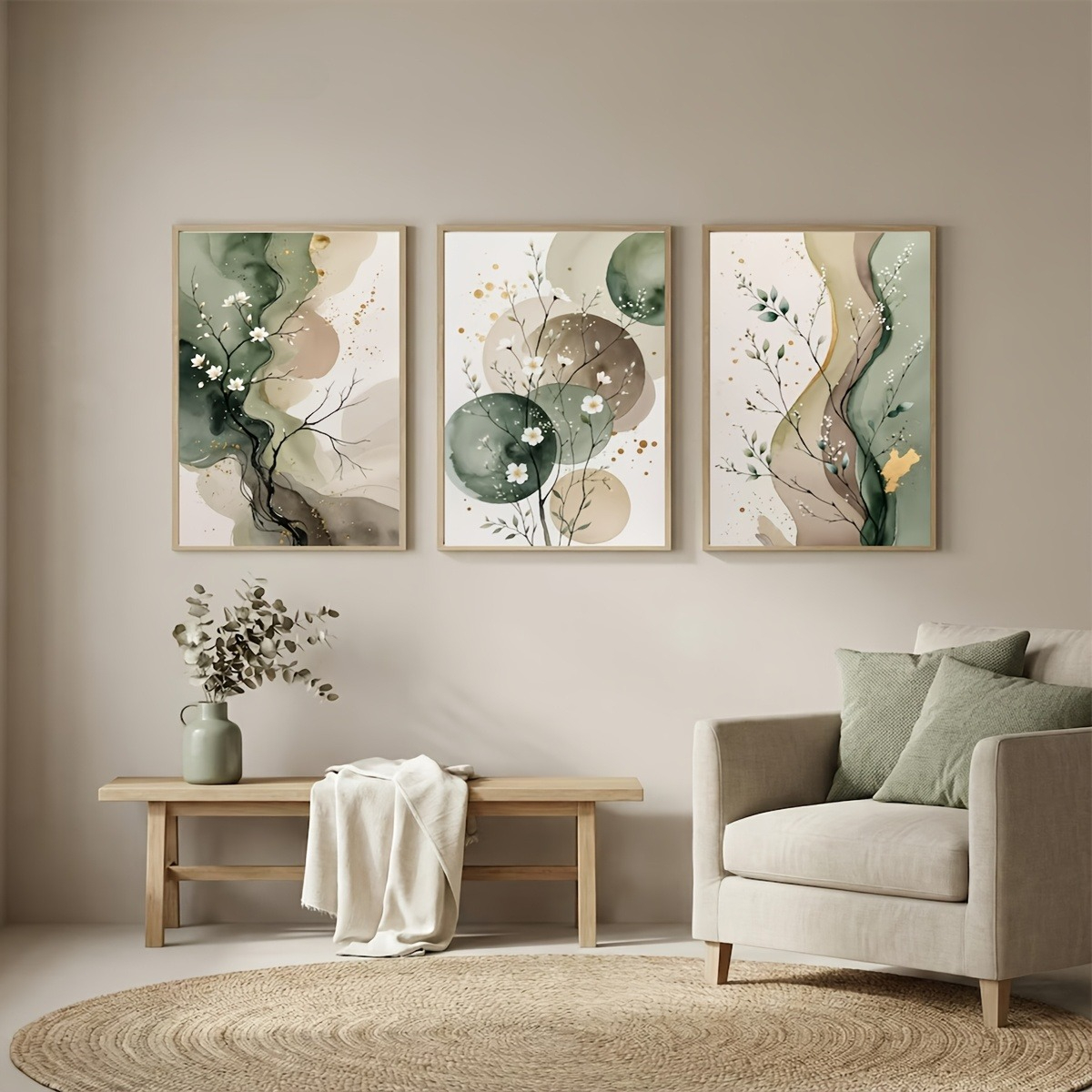 Japandi Watercolor Botanical C - Home Decor Japandi Style ulasan dan harga