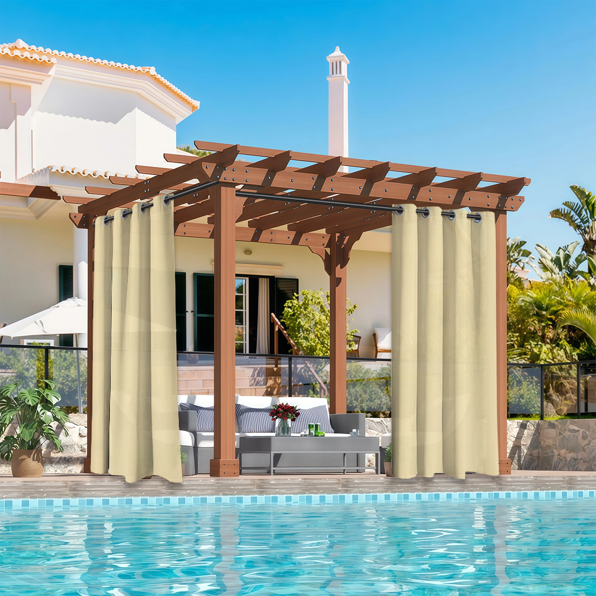 2 PCS Outdoor Light Filtering  - Home Decor Curtain ulasan dan harga