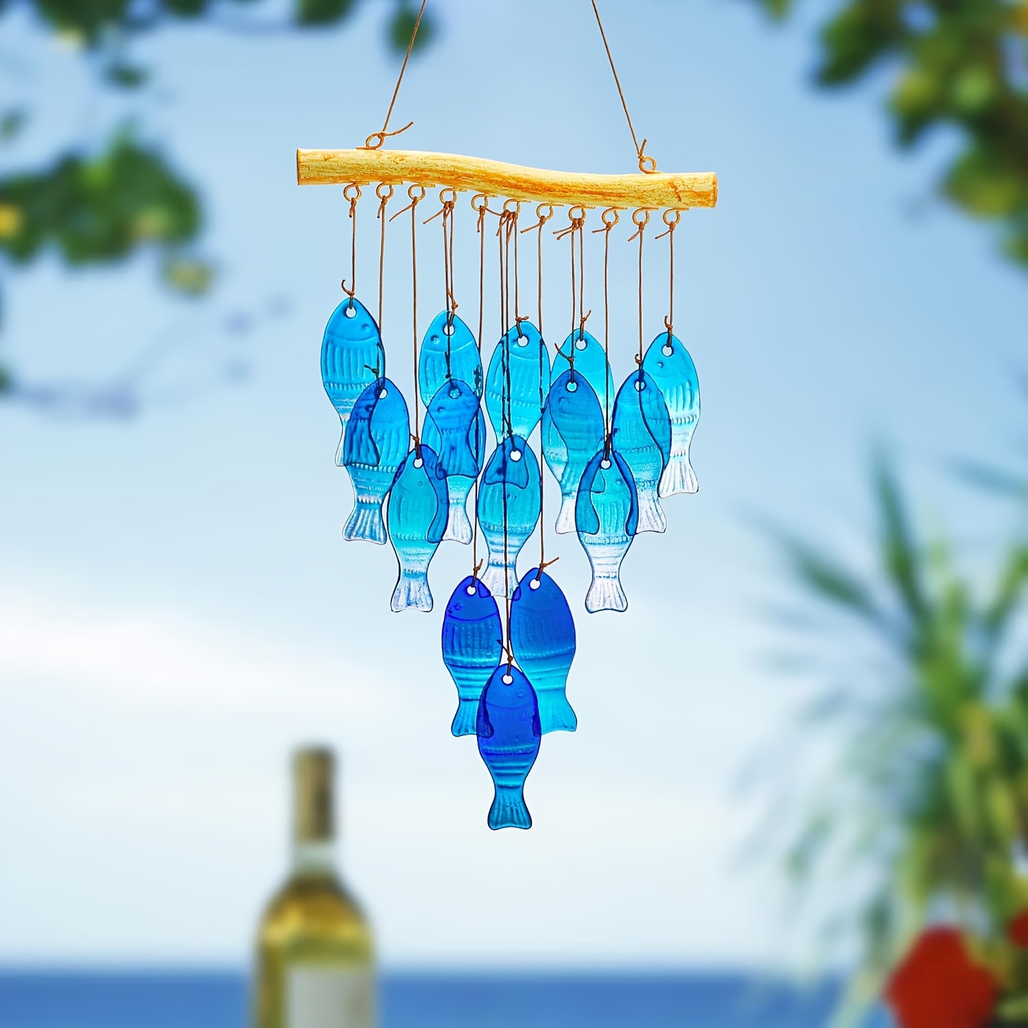 Blue glass sea wind chimes, ou - Boho Wind Chimes ulasan dan harga