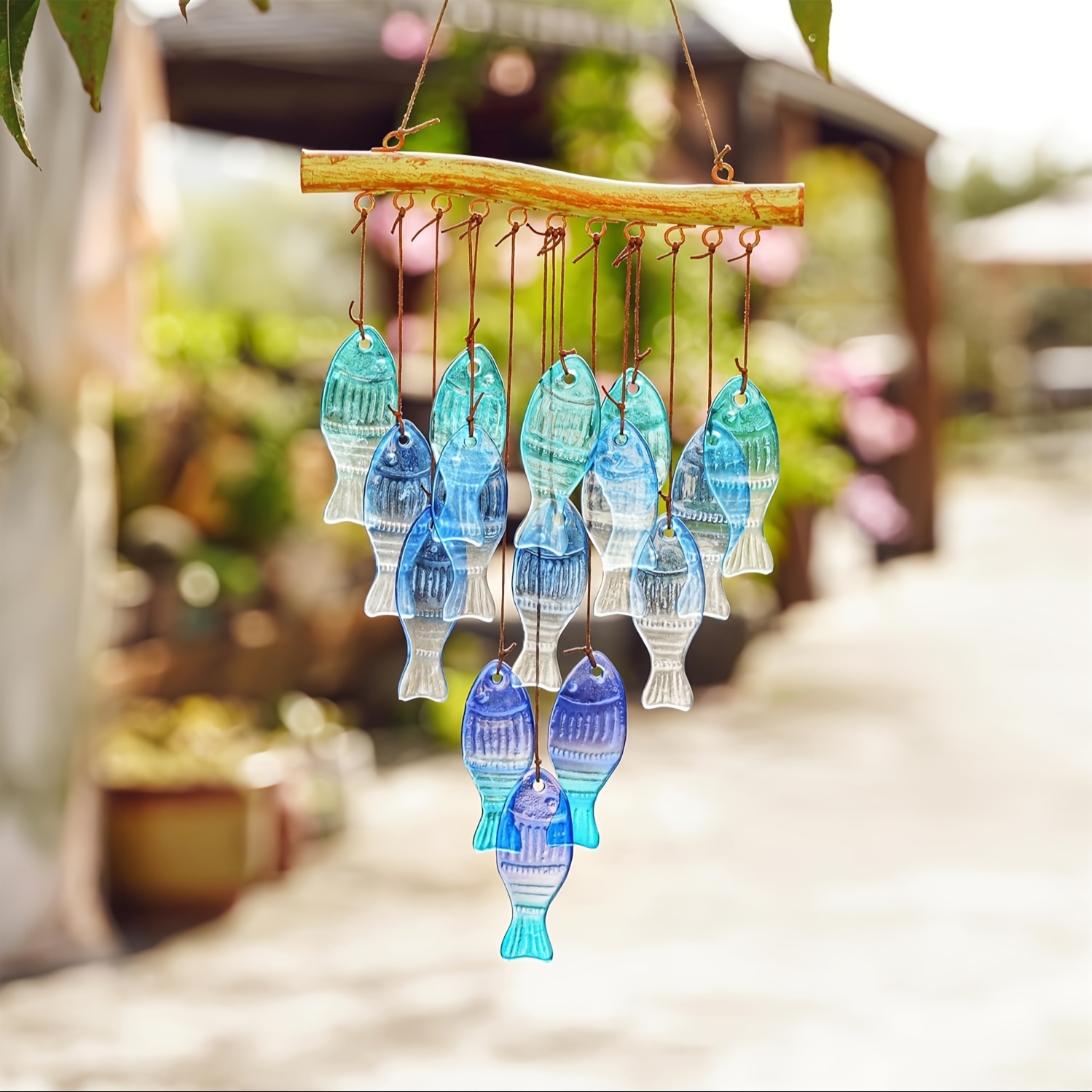 Blue glass sea wind chimes, ou - Boho Wind Chimes ulasan dan harga