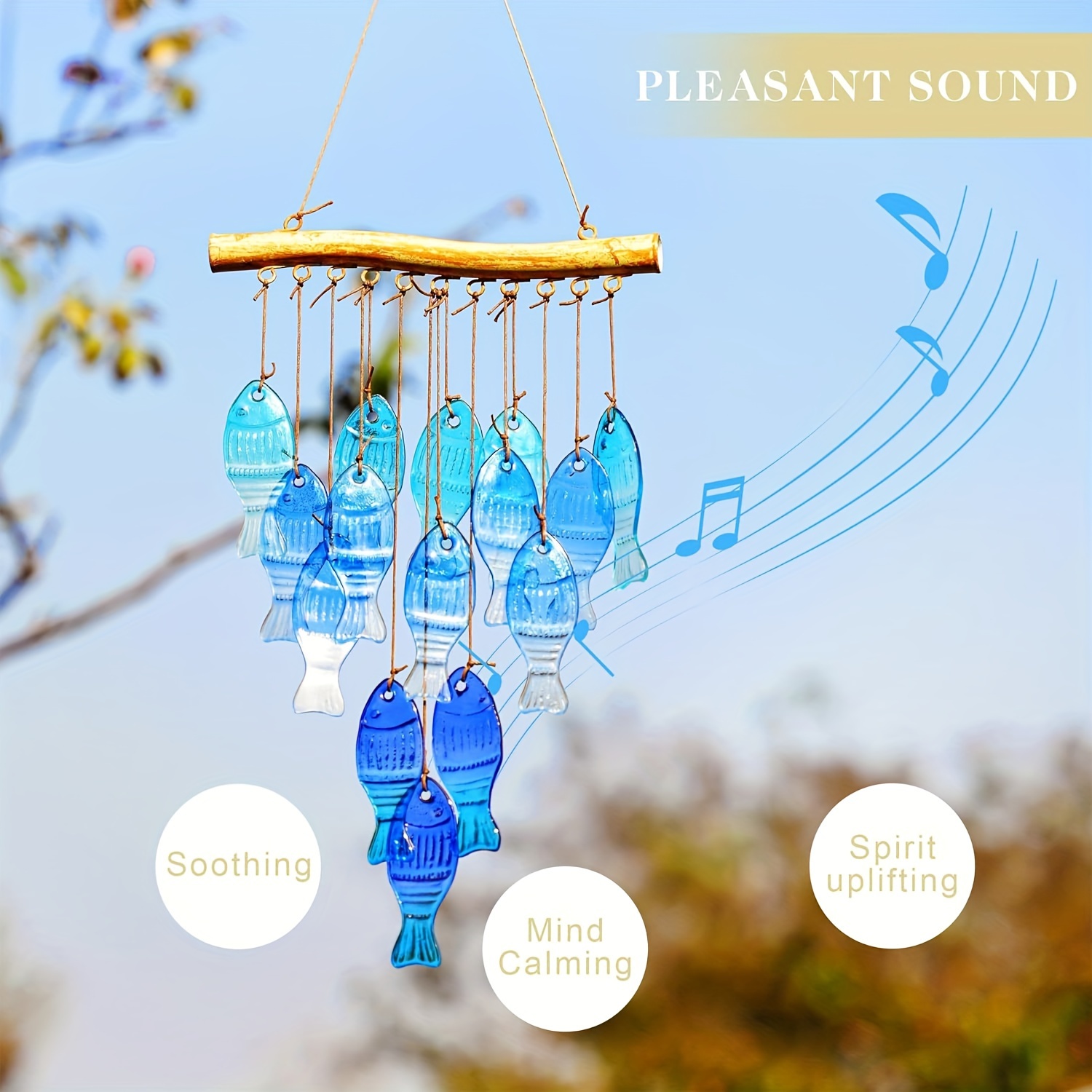 Blue glass sea wind chimes, ou - Boho Wind Chimes ulasan dan harga