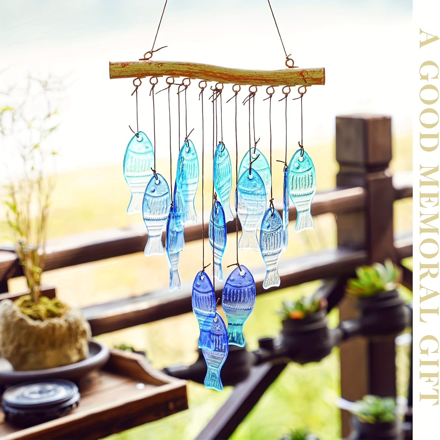 Blue glass sea wind chimes, ou - Boho Wind Chimes ulasan dan harga