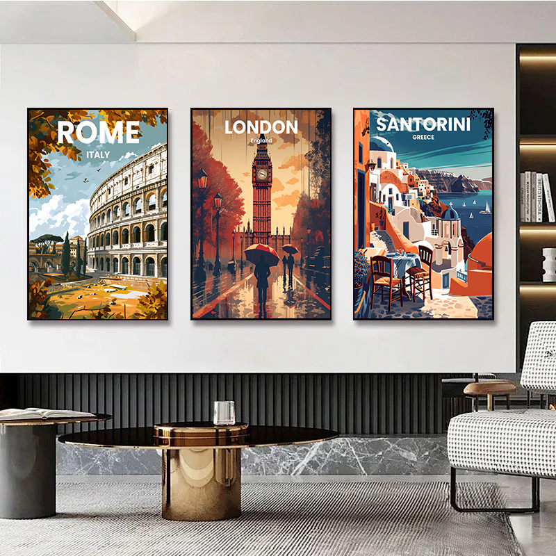 Modern Travel Cities Santorini - Home Decor Vietnam ulasan dan harga