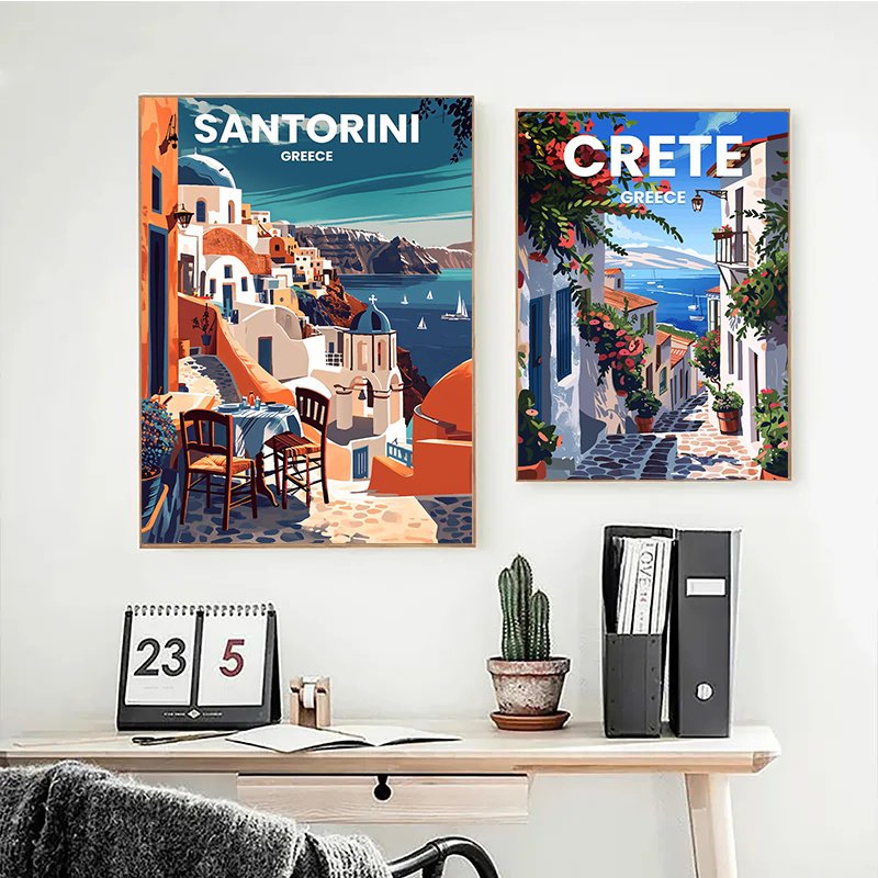 Modern Travel Cities Santorini - Home Decor Vietnam ulasan dan harga