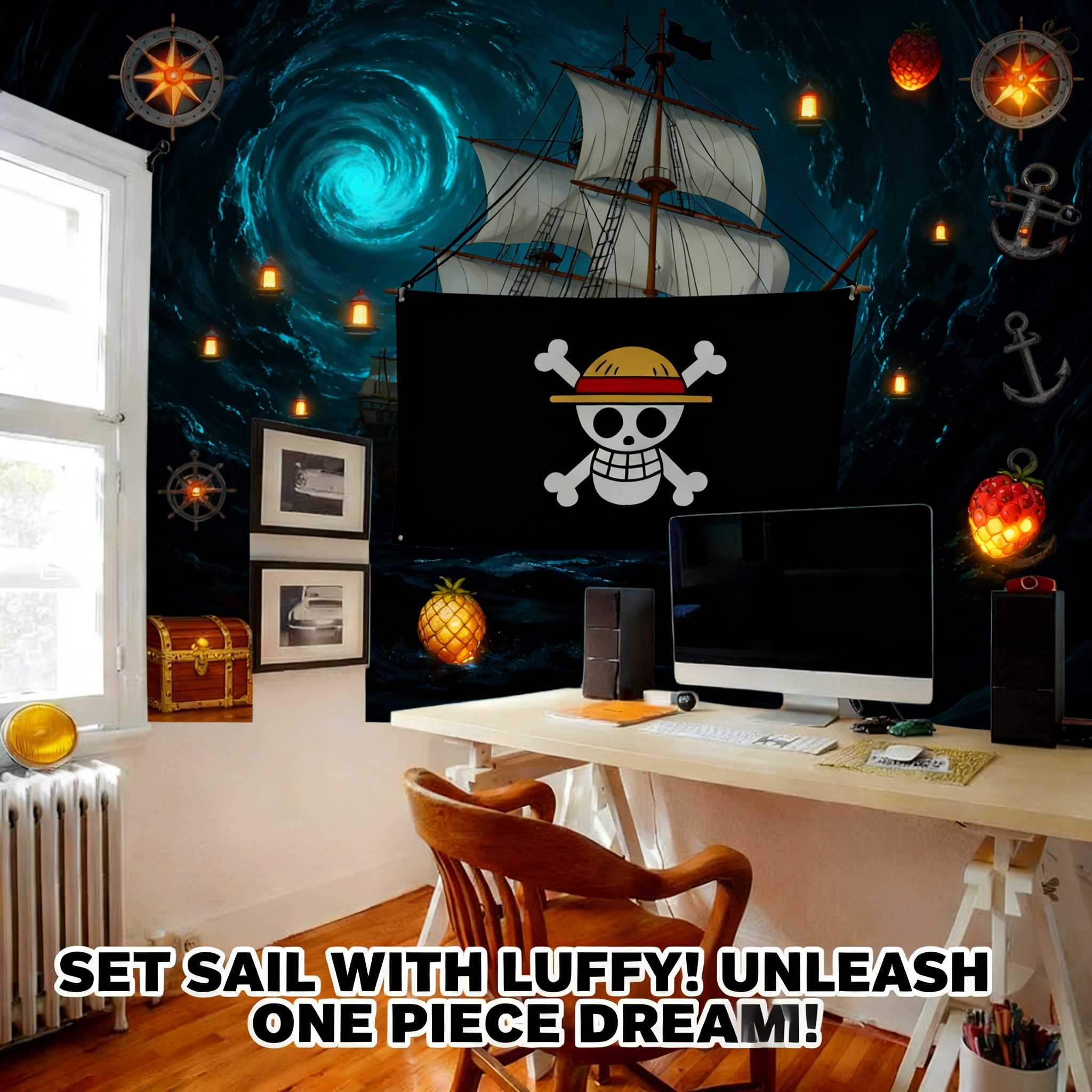 One Piece Luffy Straw Hat Pira - Home Decor Painting ulasan dan harga