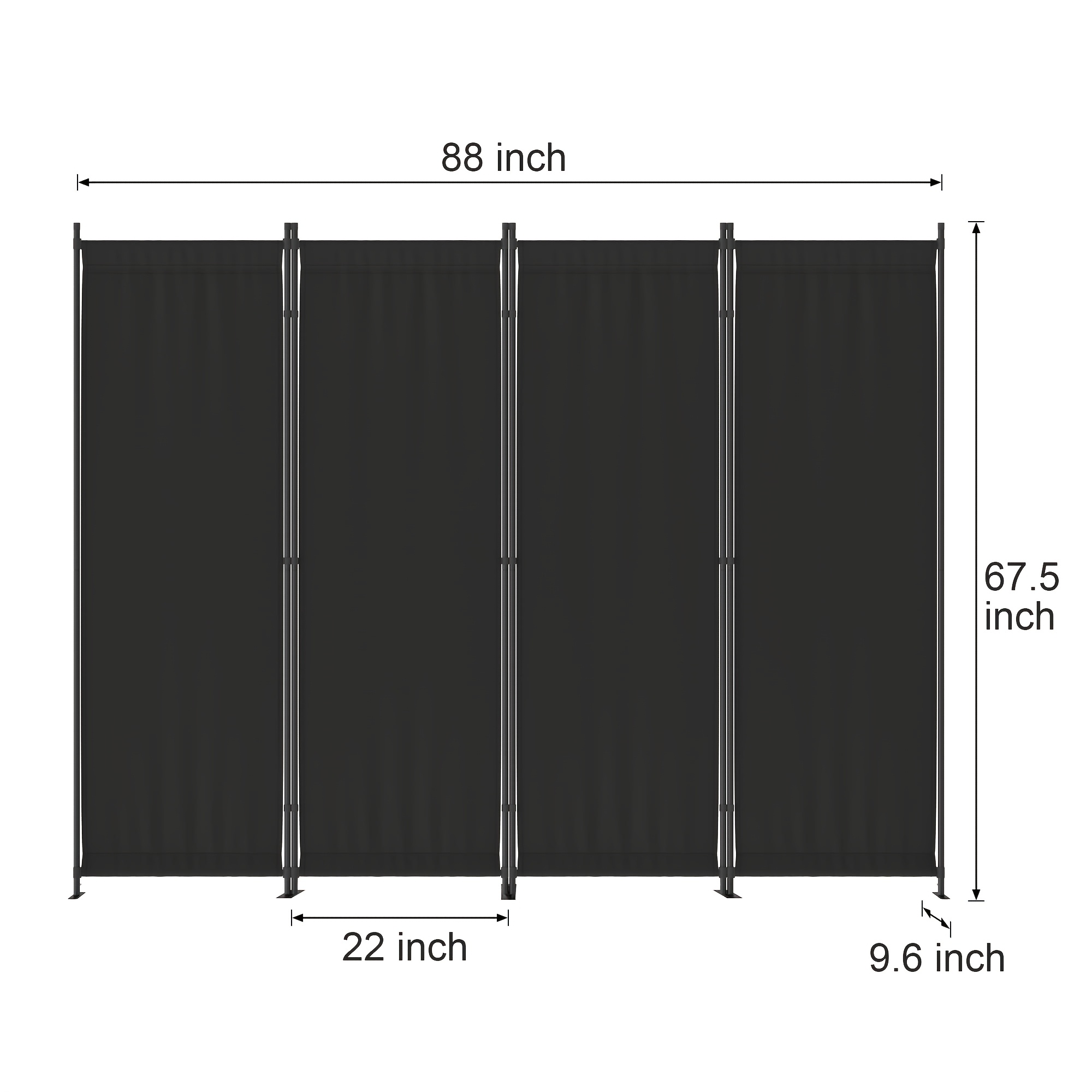 4-Panel Modern Black Privacy S - Room Divider Screen ulasan dan harga