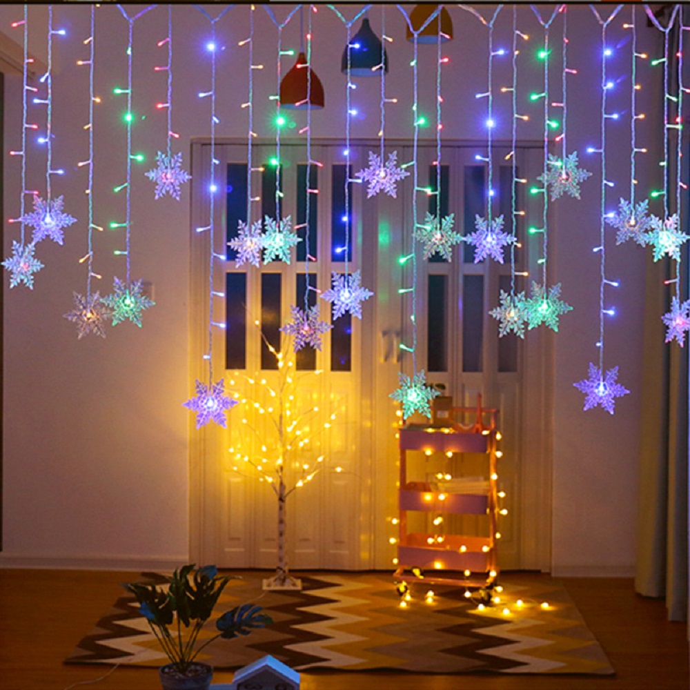 4M Christmas Light Led Snowfla - String Curtain Light ulasan dan harga