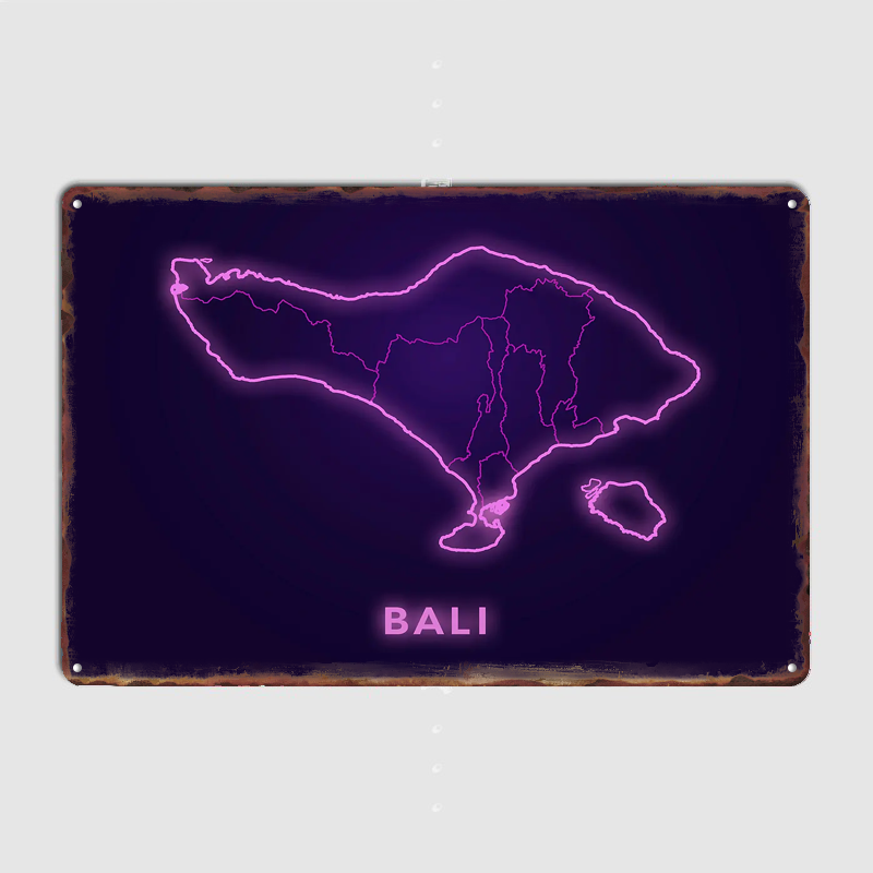 Bali Map Neon Pink Outline Met - Home Decor Bali ulasan dan harga