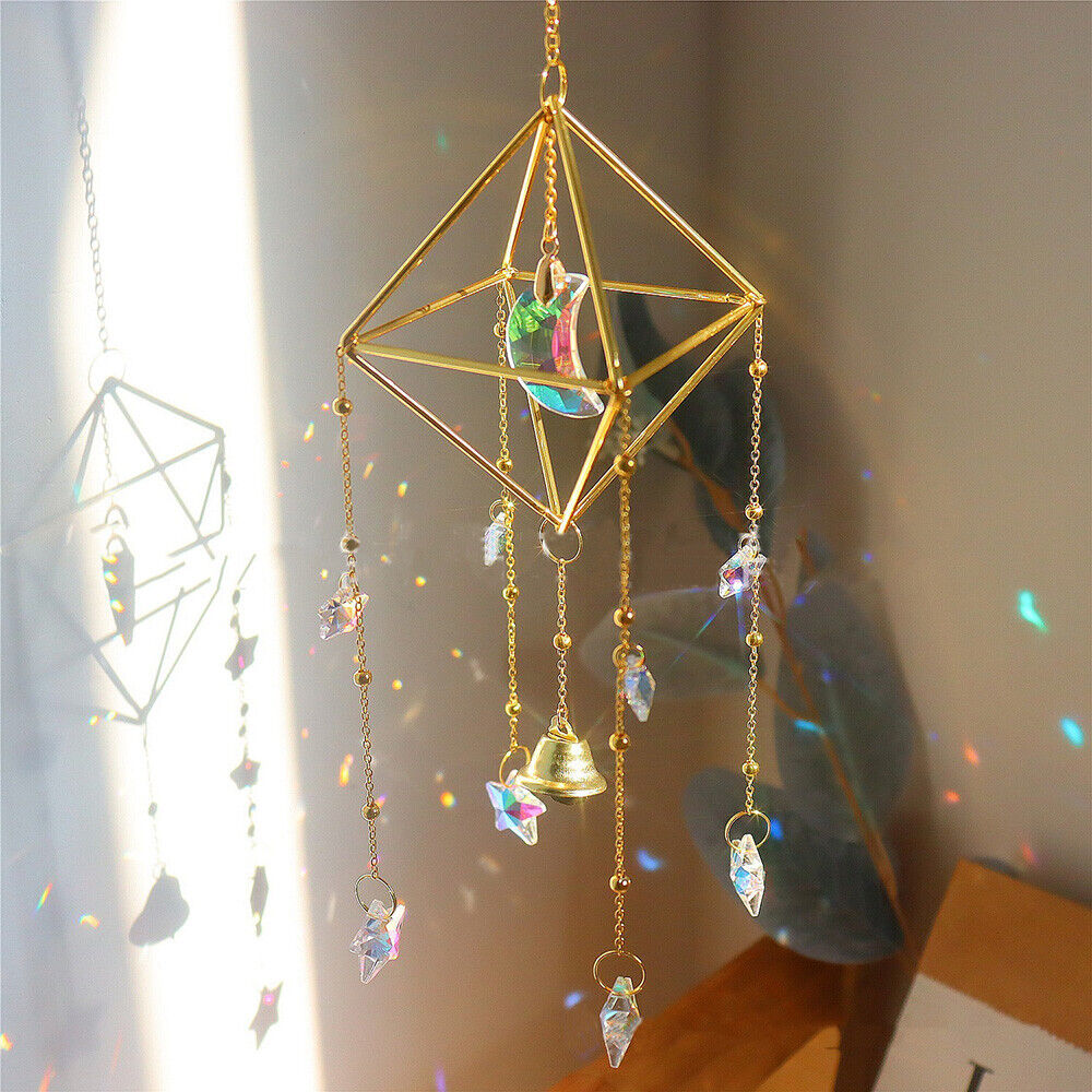 Star Moon Crystal Sun Catcher  - Boho Wind Chimes ulasan dan harga
